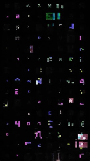 Arson Rivvers on Instagram: "For #genuary11, the prompt was “Quine”. This is a program that outputs its own source code. (Prompt credit: @mlarino). This ISF generator manually maps the ASCII values of its own source code, character by character, into a 3x5 bitmap font grid. It reads its own ISF JSON header and GLSL logic, then feeds that data through chaotic sorting algorithms, row shifting, and digital entropy. It is a program dedicated solely to rendering its own existence. Music by @_iadema.