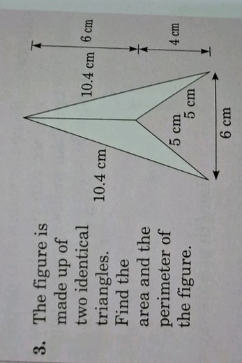 The figure is made up of two identical triangles. Find the area... | Filo