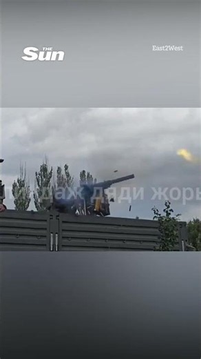 Moment Putin’s soldier loses control of mounted machine gun - almost wiping out multiple troops