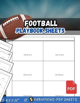 Football Playbook sheets for Football Coach or player 8.5x11 | 5 in total