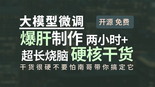 爆肝制作两小时+超长烧脑硬核干货，手把手带你超低成本玩转大模型微调Fine-Tuning应用，闭环的垂直应用案例、项目源码剖析、详实的图文手册、全流程实操演示