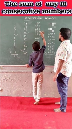The sum of any 10 consecutive numbers #maths #education #school #students #youtubeshorts #trending