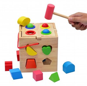 [Hot Item] Wooden Children's Educational Cube Shape Sorting Matching Toy