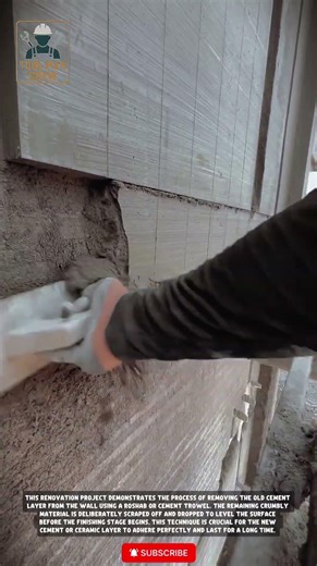 Effortless Wall Renovation! 🧱 Using a Roshab to Remove Old Cement Layers Like a Pro