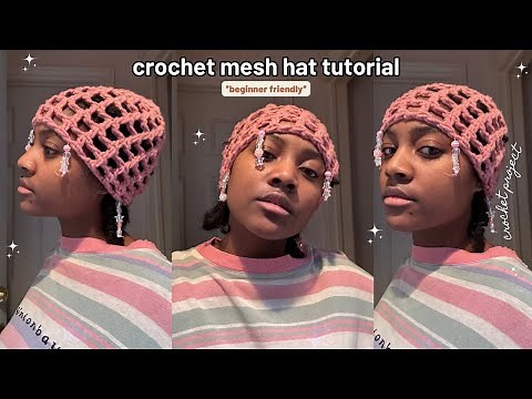 Crochet Mesh Hat Tutorial *beginner friendly* | WITH BEADS!!