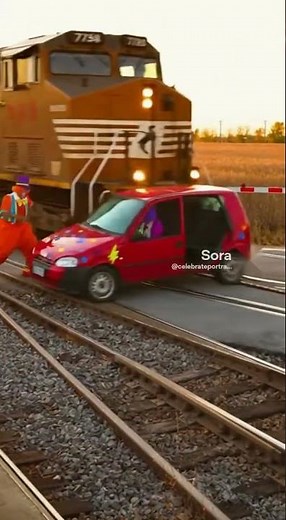 Clowns in a Clown Car Escape a Runaway Train in Hilarious Chaos 🤡🚂