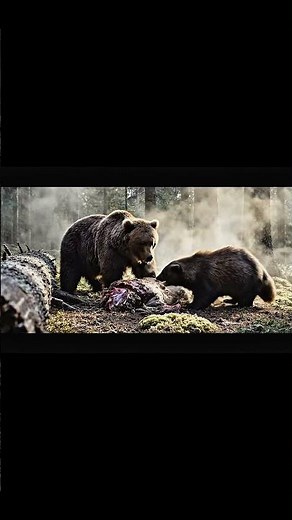 Bear vs Wolverine Fight Over Prey — Rare Wild Encounter #aipredators