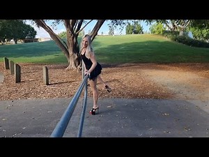 Catie Is At The Park At 6.30am To Walk Out Some Black Suede 7 Inch Mule High Heel Platform Shoes