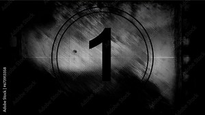 old vintage film reel movie countdown. countdown on the target.
