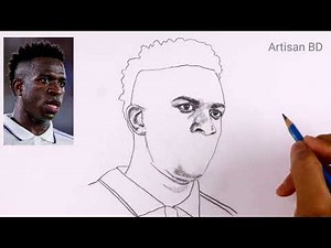 How To Draw Vinicius Jr Easy Step By Step Portrait Tutorial ‪@vinijr‬#vinijr