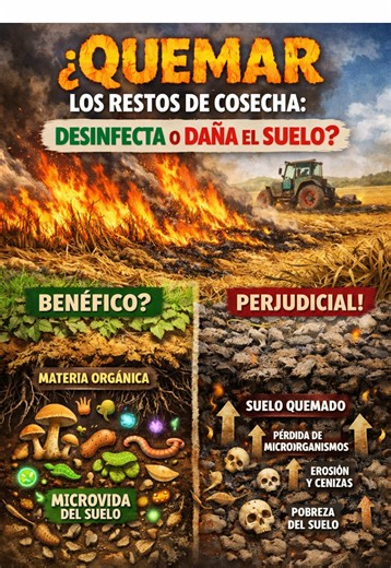 Impacto de quemar restos de cosecha en el suelo