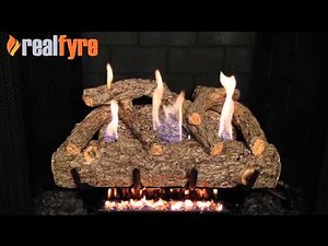 Real Fyre Golden Oak Designer Plus Gas Logs Live Burn Video – eFireplaceStore