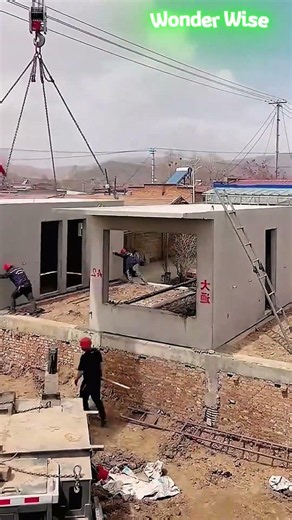 Precast Concrete House Assembly #worker #process #construction #engineering #heavyequipment