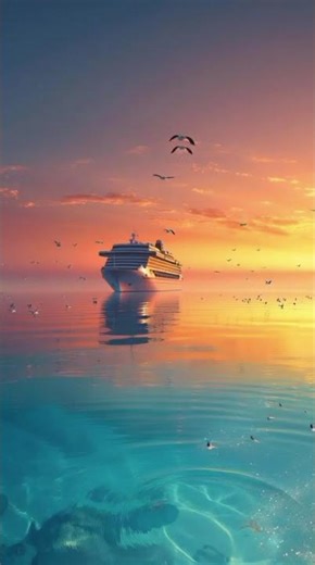 Most Beautiful Ocean Sunset Ship Scene Ever! 🌅🚢✨ #Shorts #Ocean #Ship
