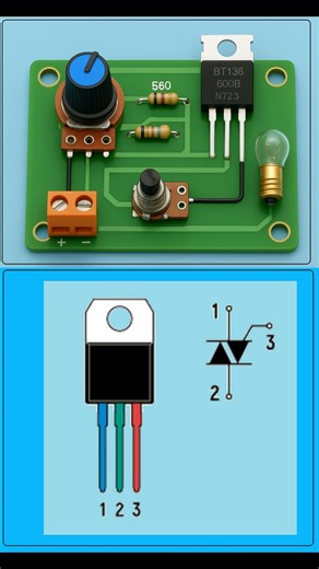 Assemble a dimmer for a 220V lamp - only 3 parts!