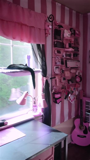 🎀 I spent the summer giving my gaming setup the ultimate princess-vampire makeover 🦇👑 Full revamp video up on my YouTube now! ▶️ #revamp #roommakeover #victoriassecret #draculaura #gamingsetup
