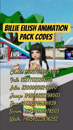 *NEW* FREE BILLIE EILISH ANIMATION PACK CODES 💃🤩 #roblox #brookhaven #shorts #fyp