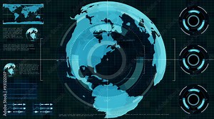 Futuristic secret agent Technology Interface Computer scanning earth
