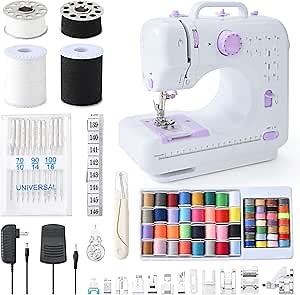 Sewing Machine for Beginners, Heavy Duty Sewing Machine, 12 Built-in Stitches with Reverse Sewing, Foot Pedal, Light, Storage Drawer, Sewing Accessories