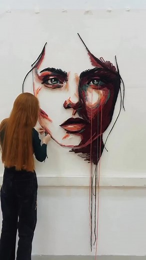 MODERN ARCHITECT on Instagram: "淋 Large Scale Embroidery Art by @kathrin_marchenko. Watch the mesmerizing process behind these incredible, complex thread installations that push the boundaries of traditional embroidery. Every piece is a story woven into the wall! Via @streetartglobe ✨ Which one is your favorite? Let us know in the comments!  #large #scale #embroidery #textile #contemporary #installation #art #France #ModernArchitect"