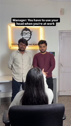 Digital Marketing Players on Instagram: "Manager: “You have to use your head at work.” Us: Using it… just coping 🧠😮‍💨 Office life isn’t easy, but real teams push through together. At DMP, we work hard, learn daily, and still find moments to laugh. If this felt relatable, you’re not alone. 👉 Follow DMP for real office life & smart marketing content."