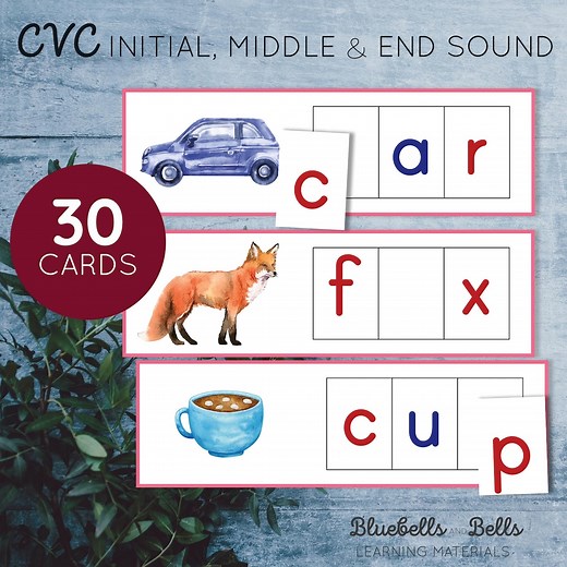 Montessori Printable Moveable Alphabet. CVC Word Phonics Matching Cards. Pink Series Beginning Sound, Middle Sound, Ending Sound Cards. - Etsy