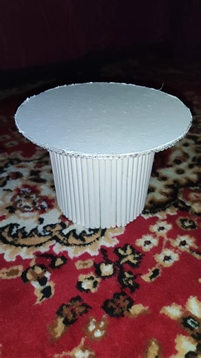 #plastic bucket transformed to coffee table #work