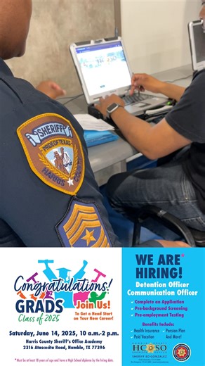 11K views · 93 reactions |  Happening Now!  Join the HCSO Career Fair! We’re hiring Detention Officers and Communication Officers—and you can apply on-site today!  We’re here until 2 PM  2316 Atascocita Rd, Humble Stop by, meet our team, and take the first step toward a future in public service.  HCSOJobs.com |  713-877-5250 | Harris County Sheriff's Office | Facebook