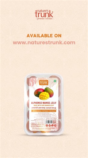 省✨ Imagine a taste that warms your heart! Nature's Trunk Mango Jelly is the perfect bite of real Alphonso mango - soft, juicy & full of childhood memories. No artificial flavours or shortcuts here! Close your eyes... let one cube take you back home. Bring sunshine to your day with every delicious bite.  | Nature's Trunk | Facebook