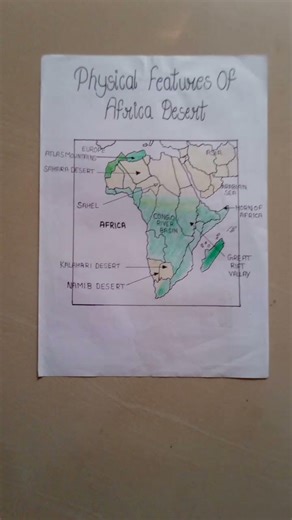 Physical Feature Of Africa 🏜️ Desert 🏜️ #mapping #desert #study #sahara #physical map #trackable
