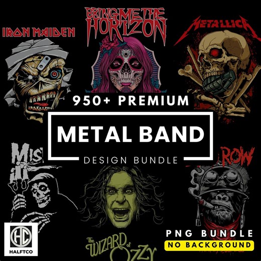Metal Band Design Bundle: 950  PNG Graphics for DTF Sublimation (digital Download) - Etsy