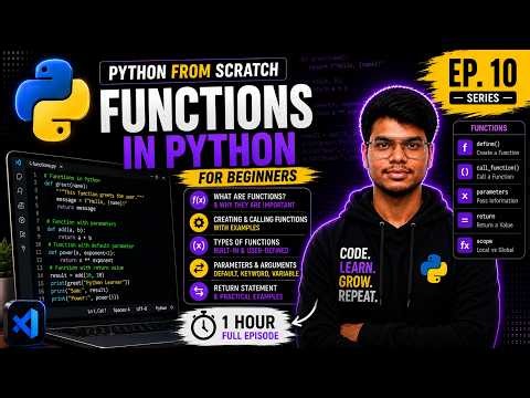 Python Functions Explained for Beginners | Parameters, Return, Lambda & Scope | Python Course |EP.10
