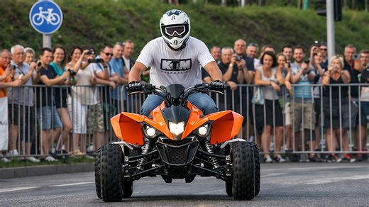 KTM quad 525 XC shows burnouts and donuts