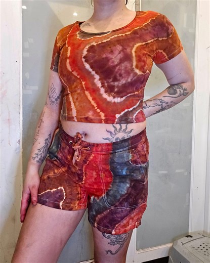 Tie Dye Crop Top & Shorts Set | Small | Geode | Earthy Canyon Colors - Etsy