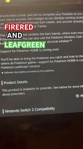 POKÉMON FIRERED AND LEAFGREEN PREORDERS ARE LIVE FOR SWITCH 1&2!!! #pokemon #belkitofuerte #shorts