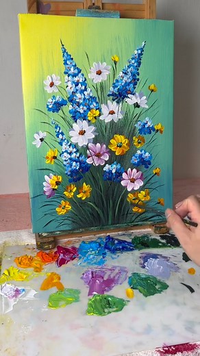 24K views · 298 reactions | How to Paint a Vibrant Wildflower Bouquet - Easy Acrylic Painting Tutorial for Beginners | Painting Skills | Facebook