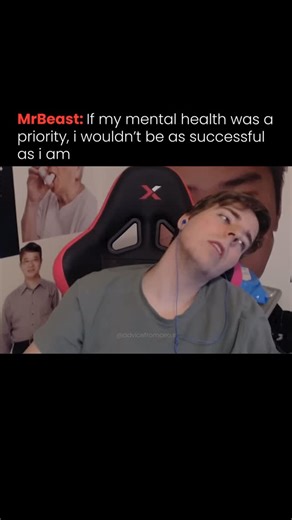 ADVICE FROM CEOs on Instagram: "MrBeast AKA Jimmy Donaldson made the striking statement in a February 2025 interview on the “Diary of a CEO” podcast with Steven Bartlett that “if my mental health was a priority, I wouldn’t be as successful as I am,” highlighting his belief that relentless work and enduring extreme stress are essential to his achievements as the world’s biggest YouTuber with over 400 million subscribers. The biggest advantage in business is pushing through when you do not feel li