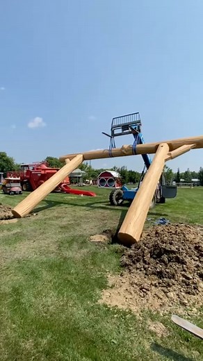 14K views · 1.9K reactions | A massive log swing set for the KRAAY family farm!! If you get a chance this year check them out this summer/fall and see if you can find a way through one of their corn mazes | Langberg Log Homes | Facebook