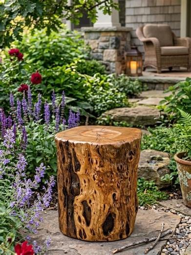 Solid Wood Live Edge Tree Stump Stool – Rustic Farmhouse Plant Stand Bench - Etsy