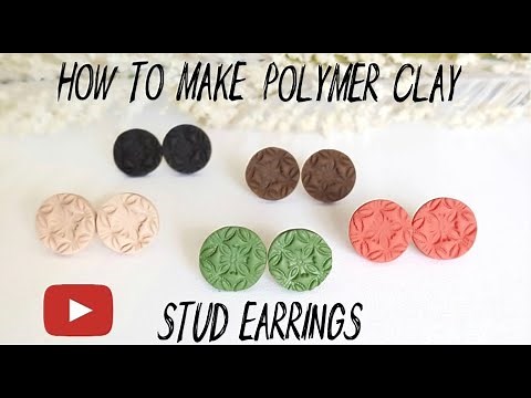 How to make polymer clay stud earrings. Oven bake Sculpey clay. DIY.