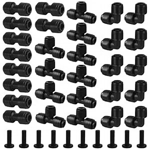 1/4 Inch Drip Tubing Irrigation Fittings Kit - 40 Pieces Set 1/4'' Drip Line Push-to-Fit Connectors Includes 10 Tees 10 Coupling 10 Elbows 10 End Cap