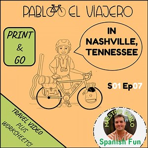 Pablo El Viajero in Nashville TN Bike Travel Vocabulary Video and Worksheets