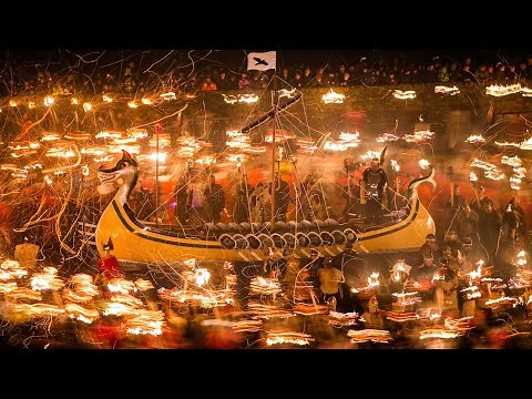 Live from Lerwick, Shetland: Up Helly Aa 2026 torchlit procession and Viking galley burning.