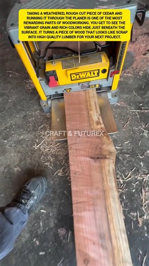 Restoring rough cedar with a DeWalt thickness planer. #ytshorts