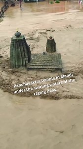 1.7K views · 663 reactions | When many modern & mammoth structures r collapsing within a few minutes then this many centuries-old #Panchvaktra_Temple of #Mandi is still confronting the flood. In the past many times, this temple confronts heavy floods.#BeasRiver #HimachalFloods #HimachalPradesh #Kullu #Manali | Global Corporate Tour | Facebook