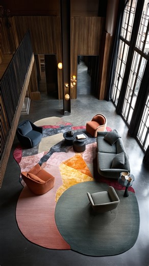 Rugs & Co. on Instagram‎: "A Statement in Every Thread This bespoke rug redefines what a centerpiece can be. bold in form, vibrant in color, and full of personality. Every thread tells a story of craftsmanship and creativity, bringing depth and emotion into the space. Not just a rug, but an artistic expression made to be lived with and loved every day. For those who dare to design differently. . . . #rugsandco #interiordesign #custommade #luxurydesign #artforliving שטיחיםמעוצבים עיצובפנים"‎