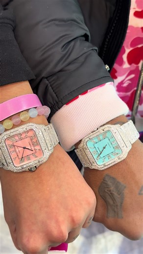 His and Hers Cashout 40mm Cartier Santos Cotton Candy 🍬 #diamonddistrict #cartier #watches
