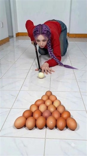 Rumi's egg pool break shot!