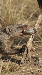 Mongoose Pulls a Massive Tick From a Secretary Bird's Leg!