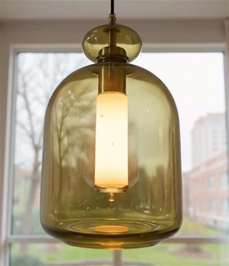 Customizable Olive Glass Pendant Lamp Hand Blown Glass Lighting Handmade Hanging Ceiling Light Fixture for kitchen island decor